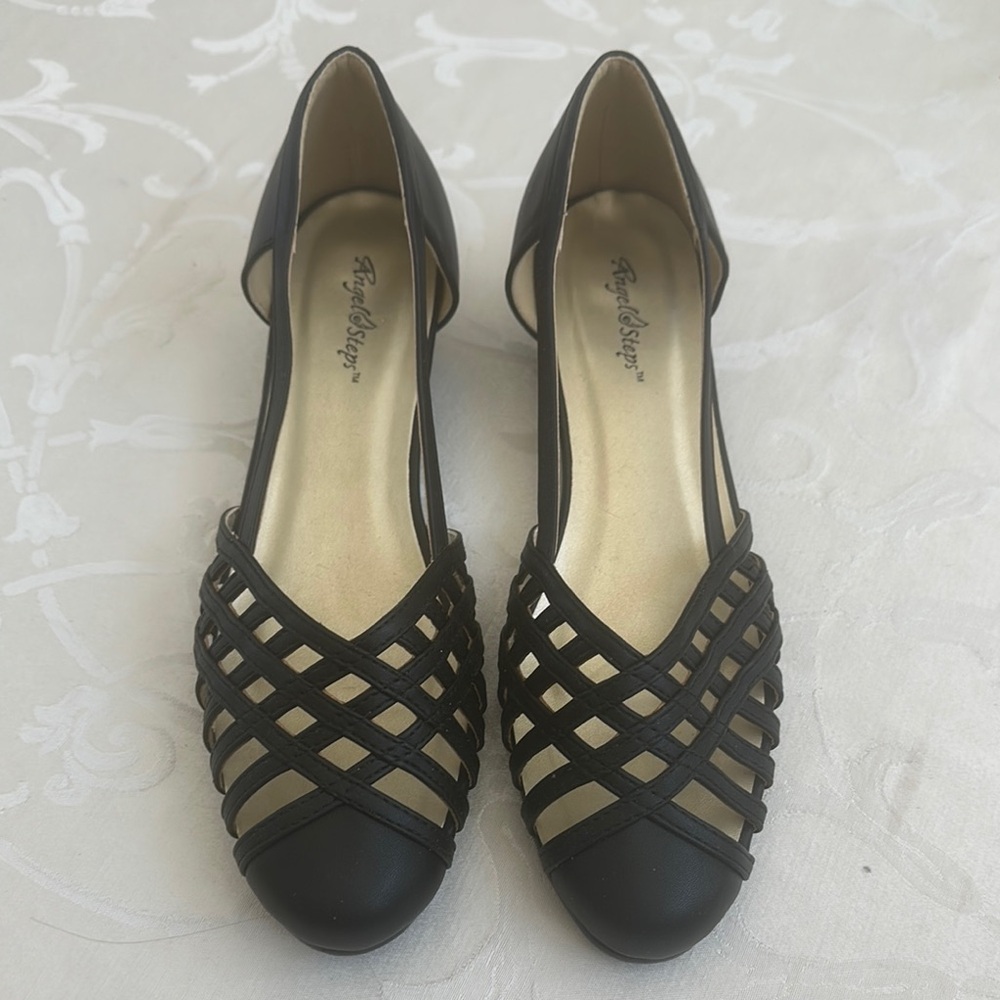 Angel Steps Black Leather Women's Shoes